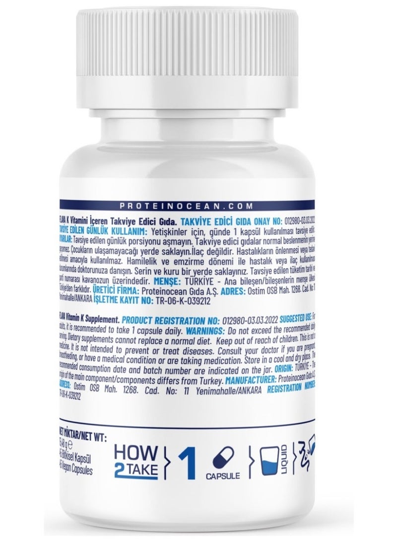 FlavaNaturals Flava Vitamin K2 (Menaquinone-7) 45 Capsules for Bone & Heart Health - Image 2